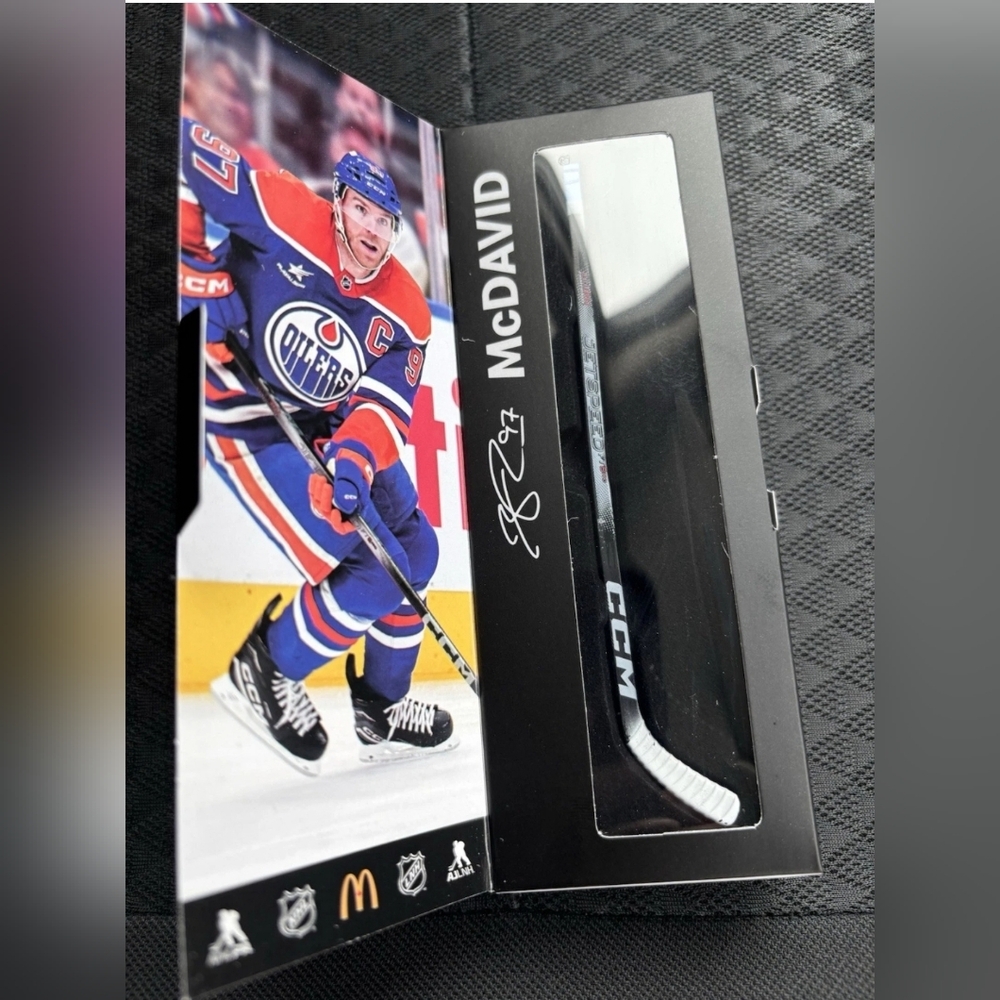 CCM Mini Hockey Stick with Black and White Blade (Connor McDavid)